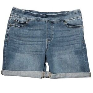 Croft & Barrow Womens 12P Blue Denim Pull On Jean Shorts Medium Wash Classic
